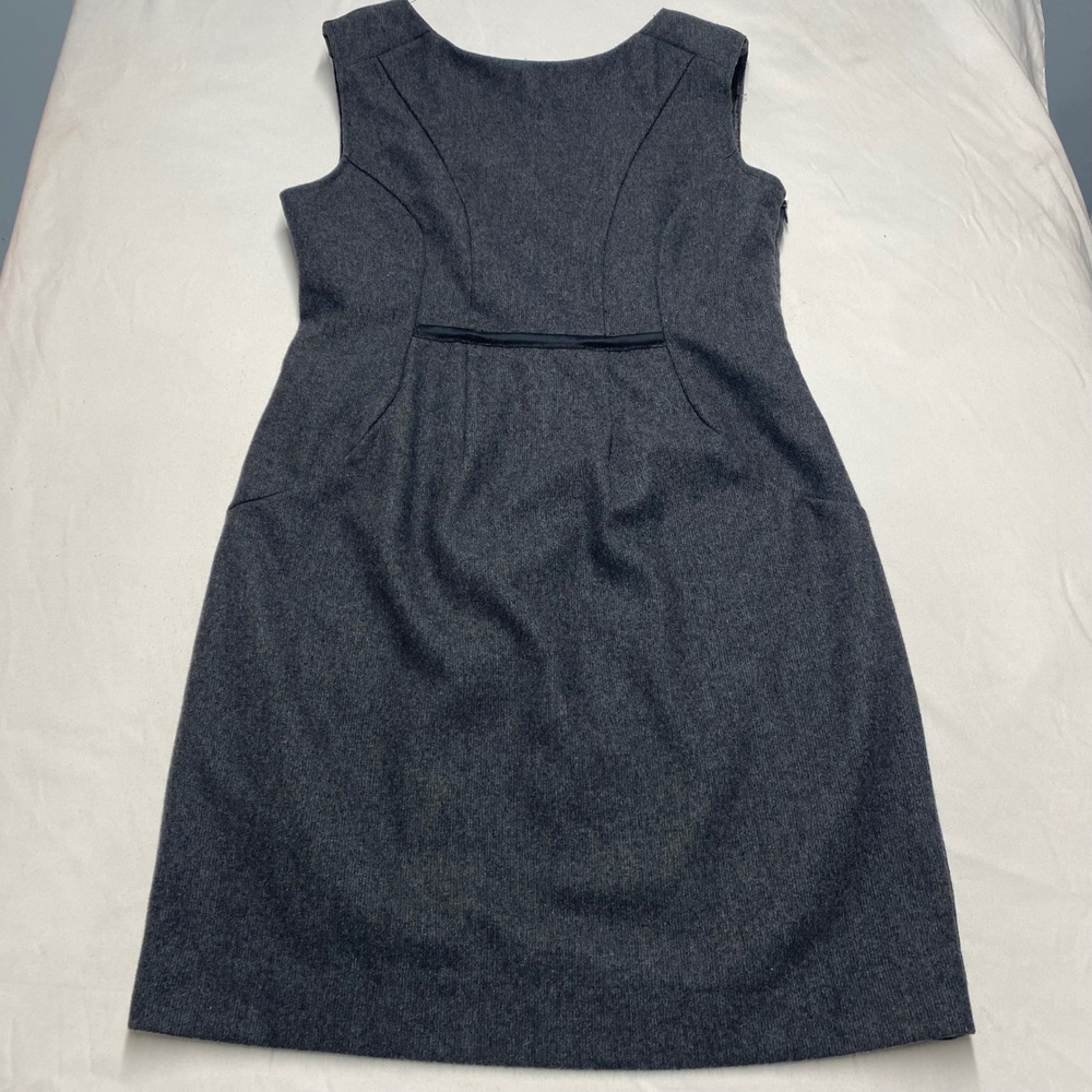 Esley Gray Wool Blend Sleeveless Sheath Dress Shoulder Zip Accents Size L